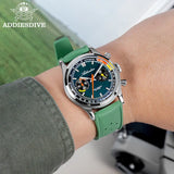 ADDIESDIVE New Men Watch 38mm VK64 Chronograph Fluororubber Luxury Domed Glass BGW9 Luminous 100m Waterproof Quartz Wristwatch