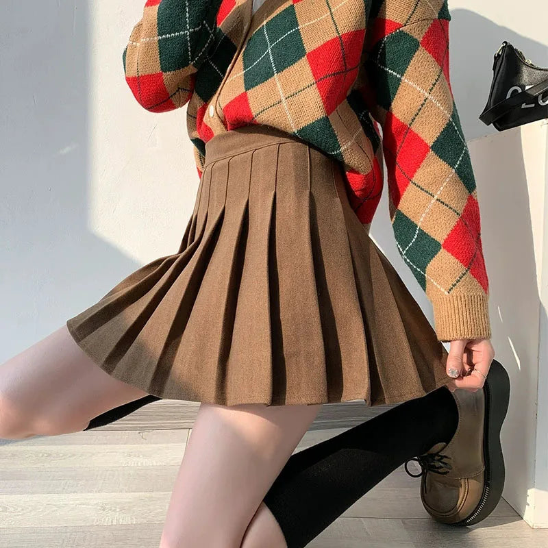 High-Waist Pleated Mini Skirt