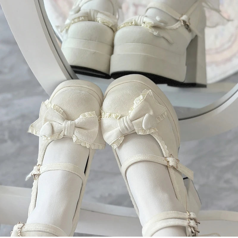 Women's Platform Mary Jane Pumps | Butterfly Strap Heels