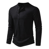 Men's Cotton Henley Long Sleeve Shirt