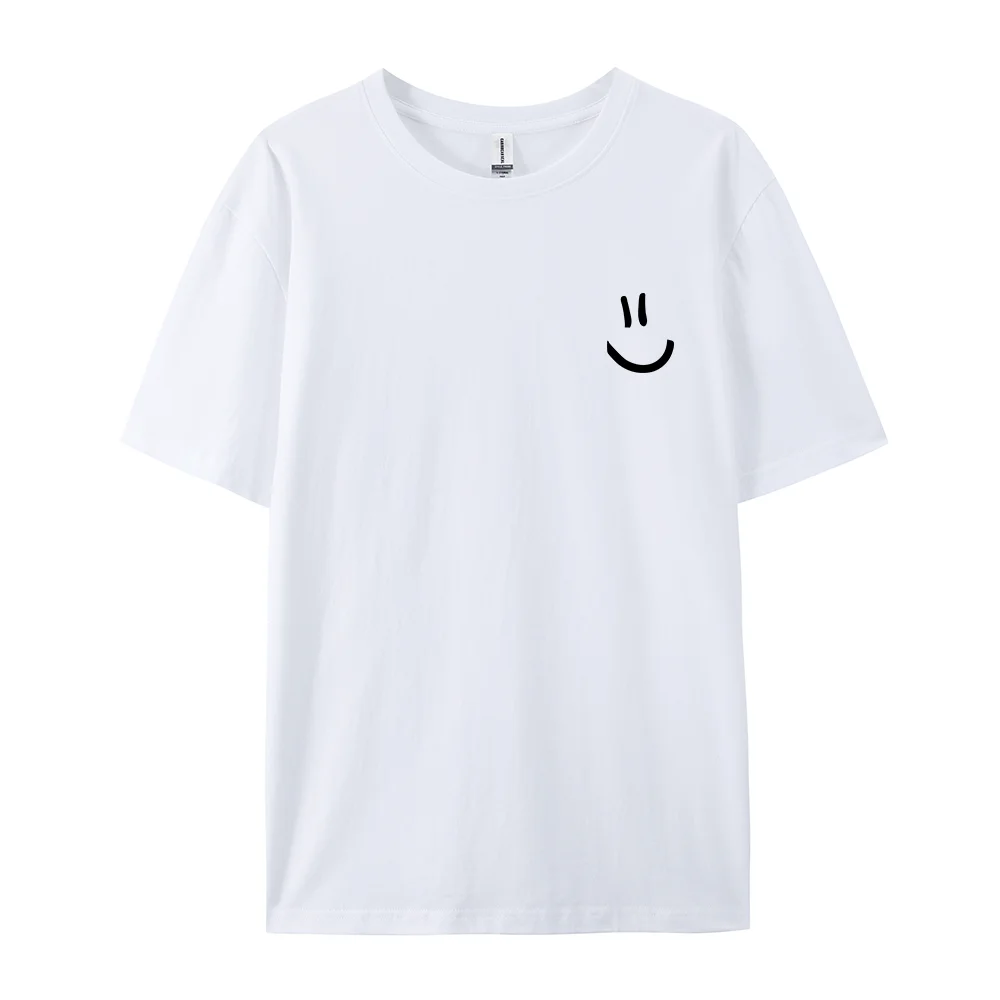 Men's Cotton T-Shirt with Minimalist Smile Print