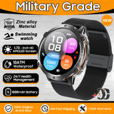 2025 New 1000mAh Battery Sports SmartWatch 1.73" AMOLED Screen 10ATM Waterproof Compass Altimeter Military T-Rex3 Smartwatch Men