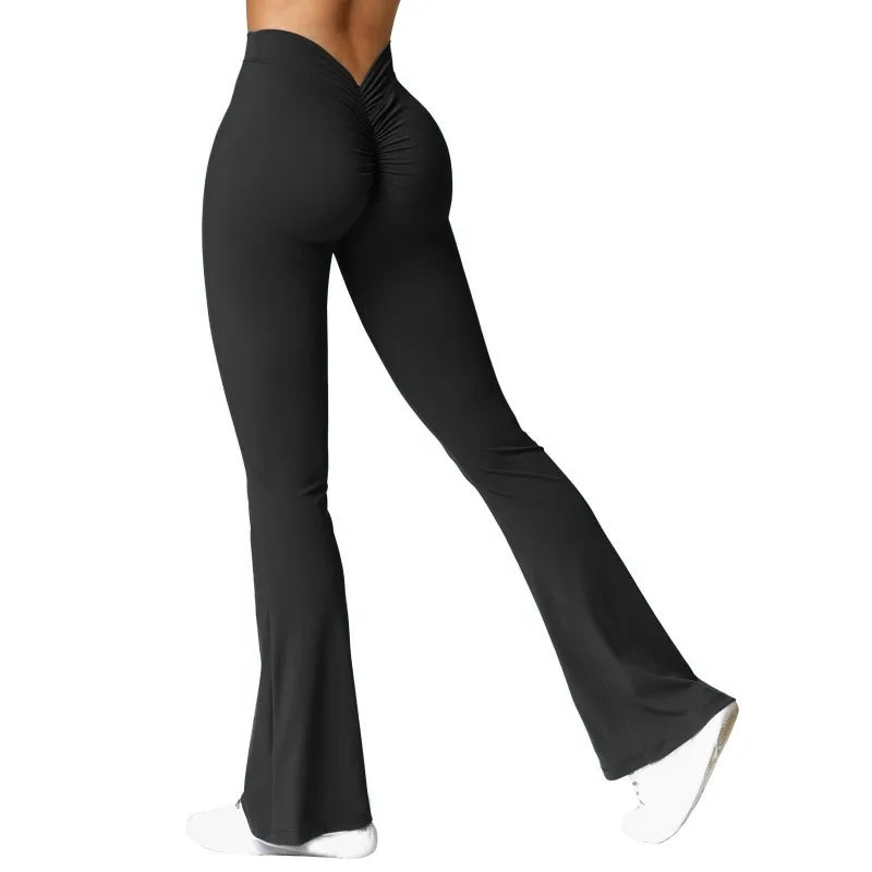 V-Back High-Waisted Flare Leggings