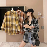Vintage Plaid Long-Sleeve Blouse