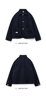 Maden Women's Fleece Lapel Warm Jacket 290gsm Single-breasted Solid Color Casual TOPs Coat for Autumn Winter Outwear