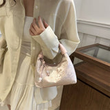Luxury Embroidery Shoulder Bag Nylon Texture Small Armpit Bag Pearl Pendant Bucket Handbag Women Girl