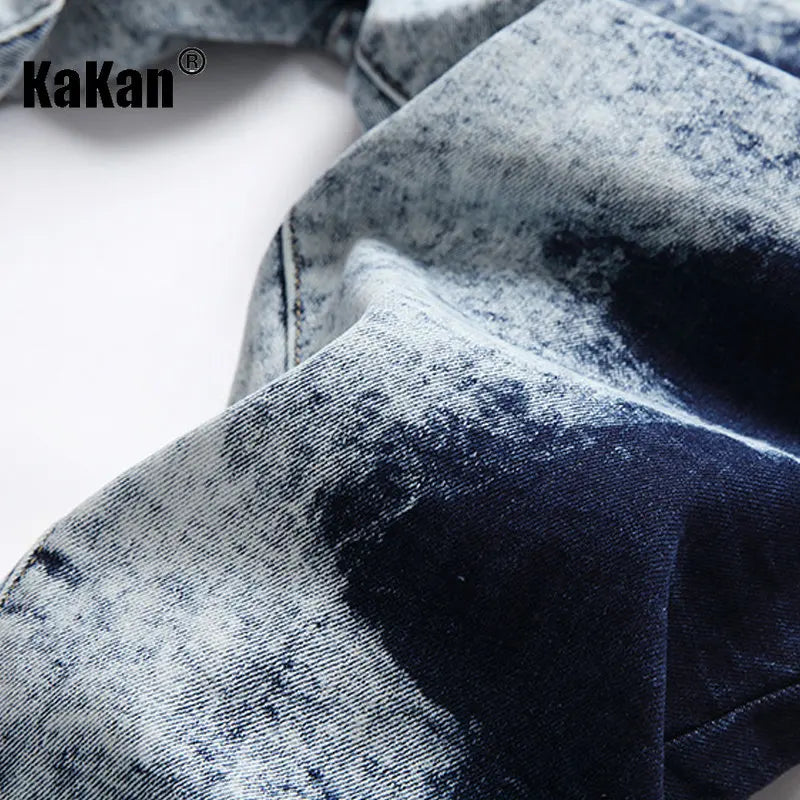 KAKAN Slim Straight Jeans for Men | Dark Blue Stretch Denim