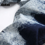 KAKAN Slim Straight Jeans for Men | Dark Blue Stretch Denim