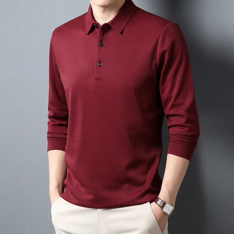 Men's Refined Long Sleeve Polo Shirt – Elegant Casual Fit