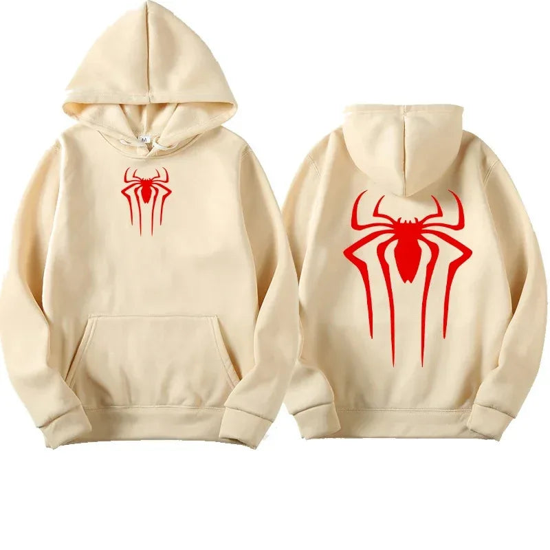 Unisex Spider Print Relaxed-Fit Hoodie