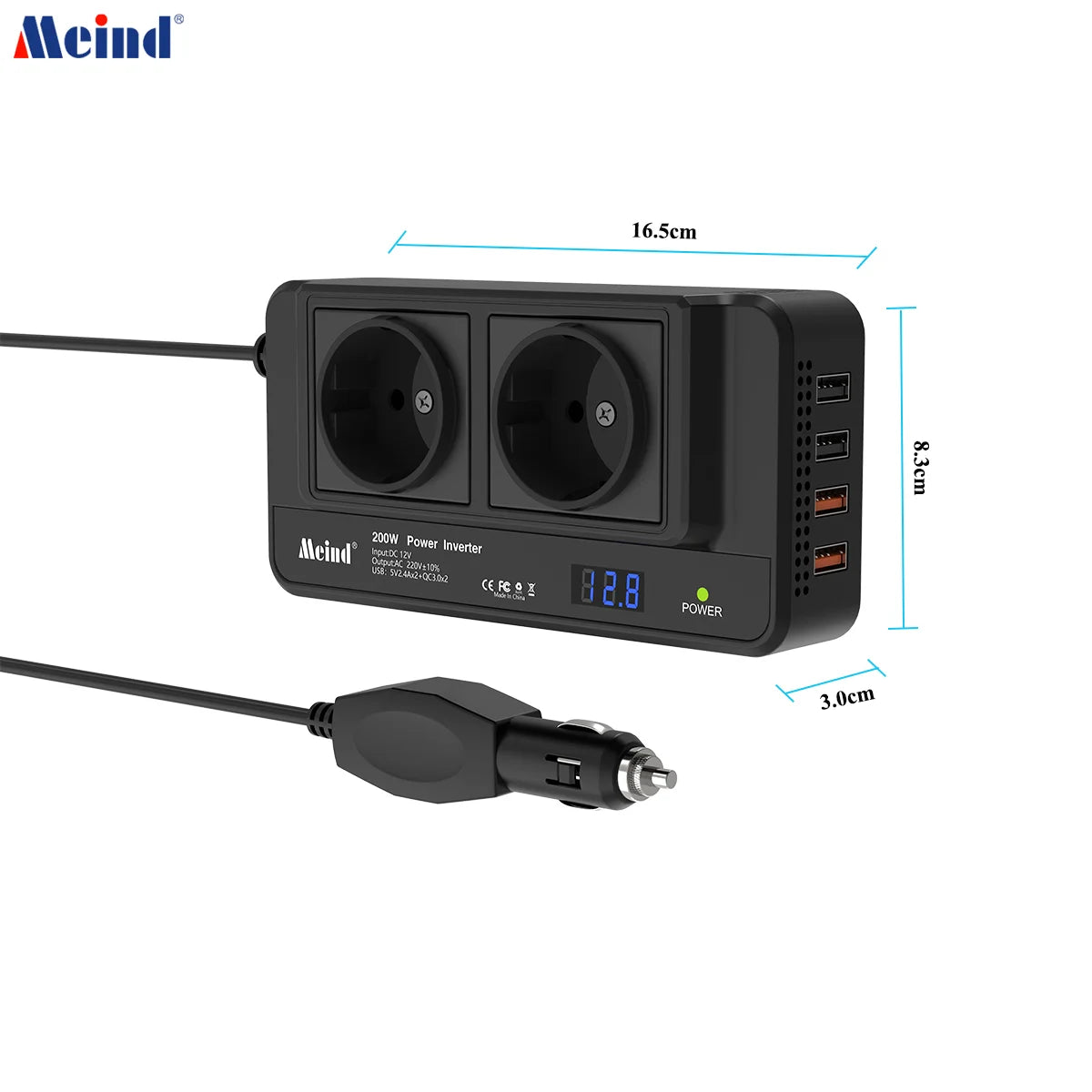 Meind 200W Car Power Inverter 12V to 220V
