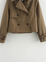 Vintage Cropped Double-Breasted Trench