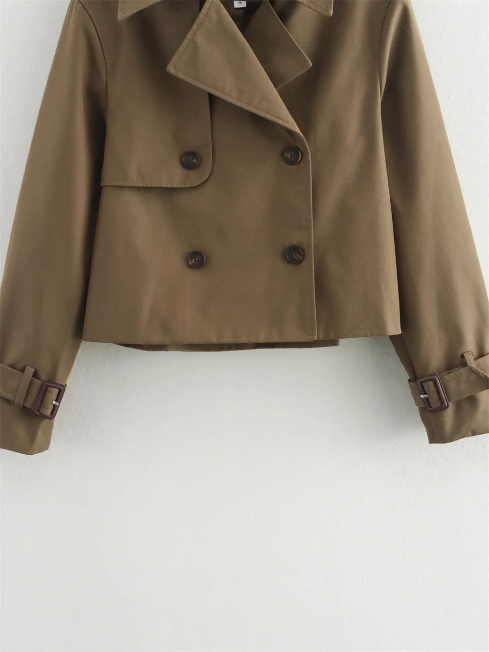 Vintage Cropped Double-Breasted Trench