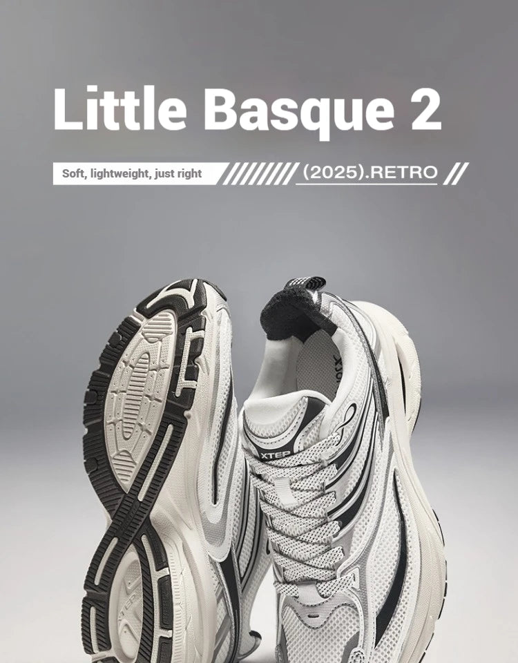 Xtep Little Basque 2 Casual Shoes for Men 2025 Summer Vintage Breathable Comfortable Non-Slip Durability Sneakers 875219320017