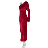 Elegant Velvet Split Midi Dress