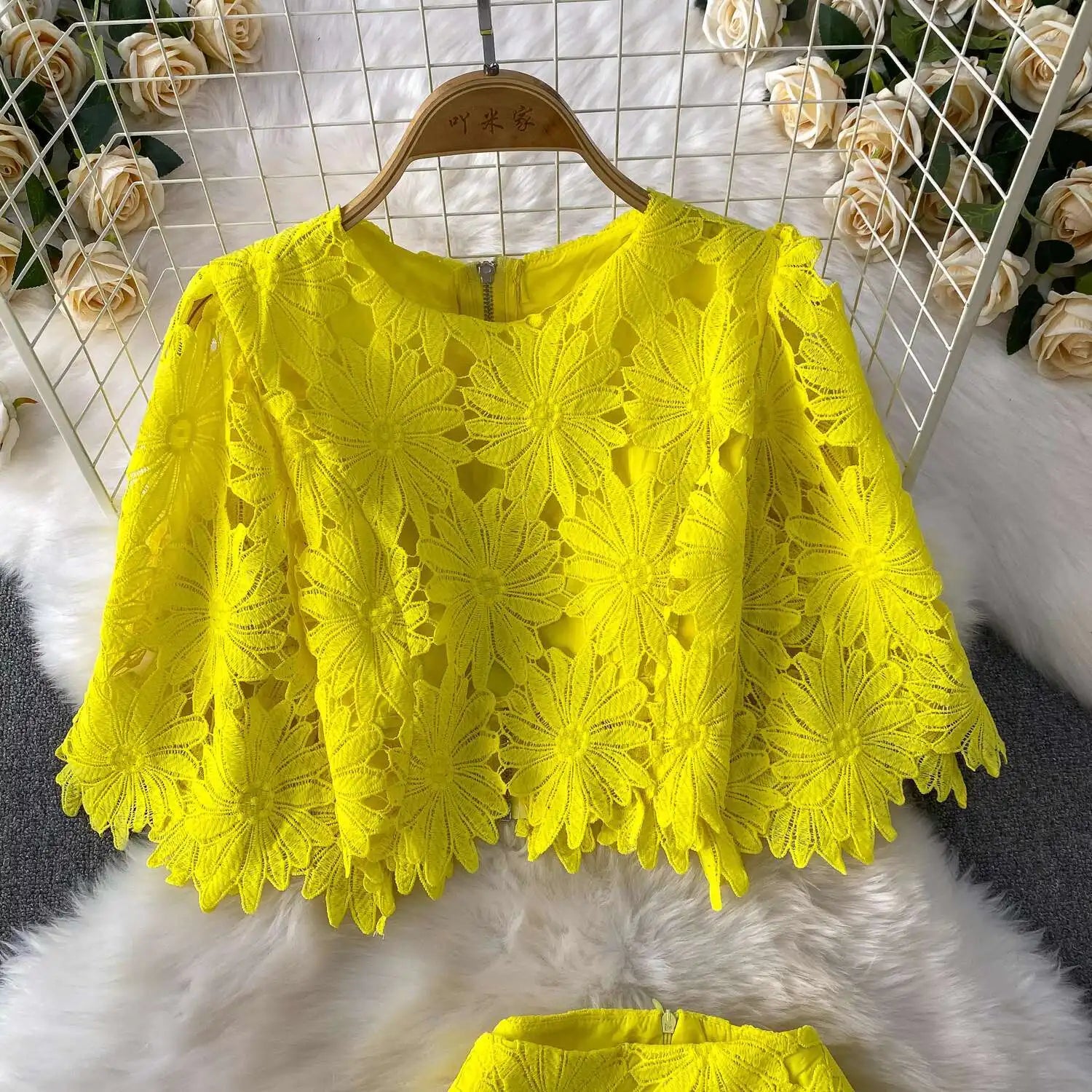 Elegant Crochet Embroidery 2-Piece Set