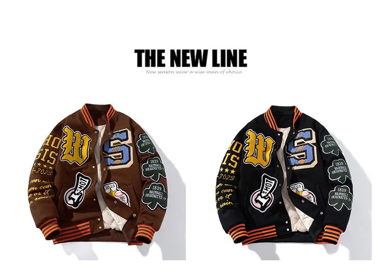 Retro Embroidery Varsity Jacket