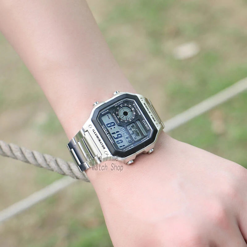 Casio AE1200 World Time "Royale" Digital Sport Watch - Stainless Steel