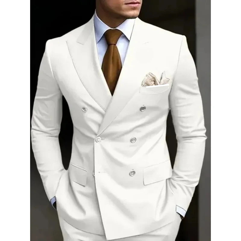 Men’s Double-Breasted Suit for Weddings & Business