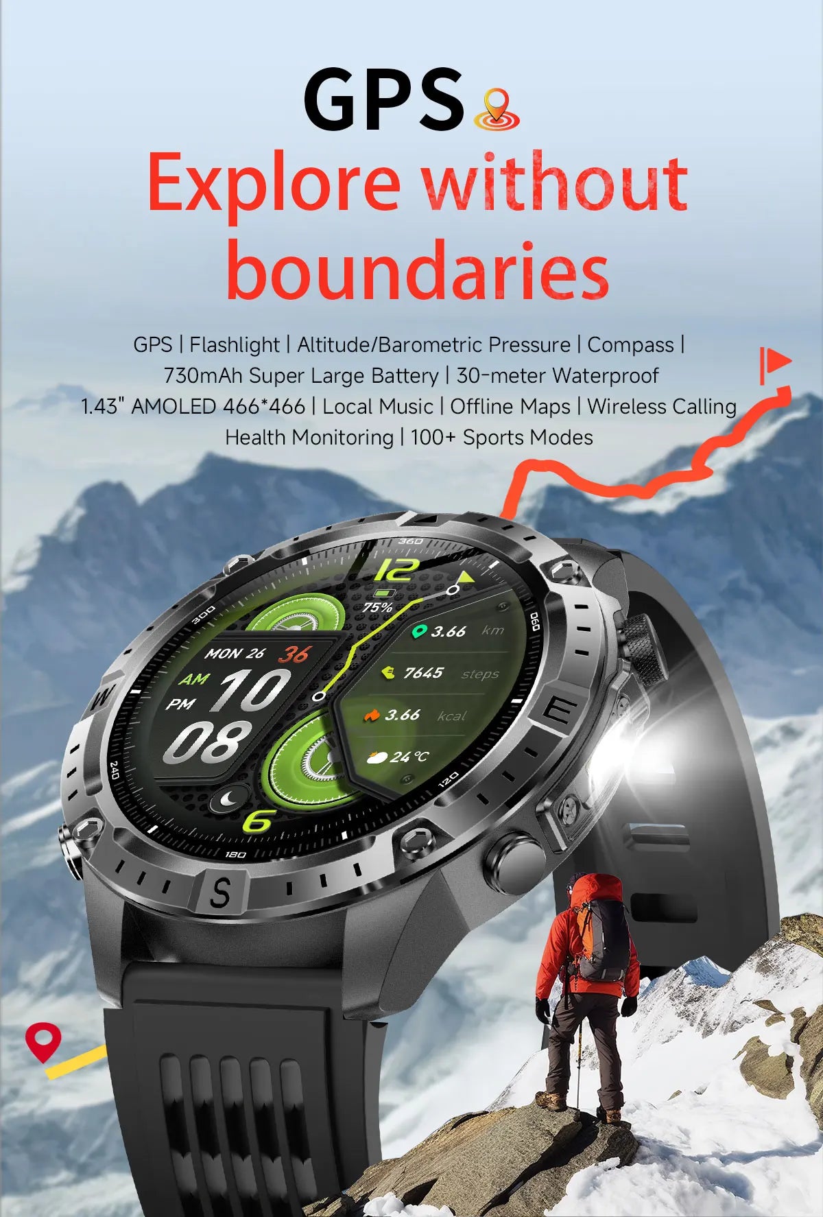GUHUAVMI TANK Y102 – Military GPS Smart Watch for Men