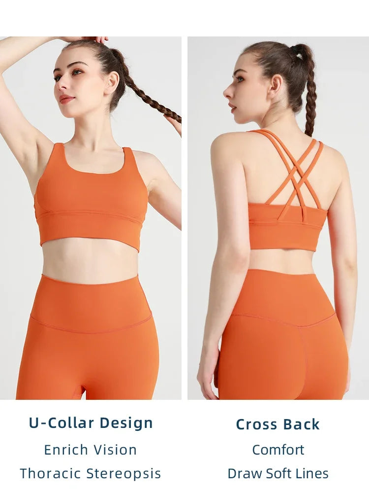 Women's Cross-Back Yoga Sports Bra