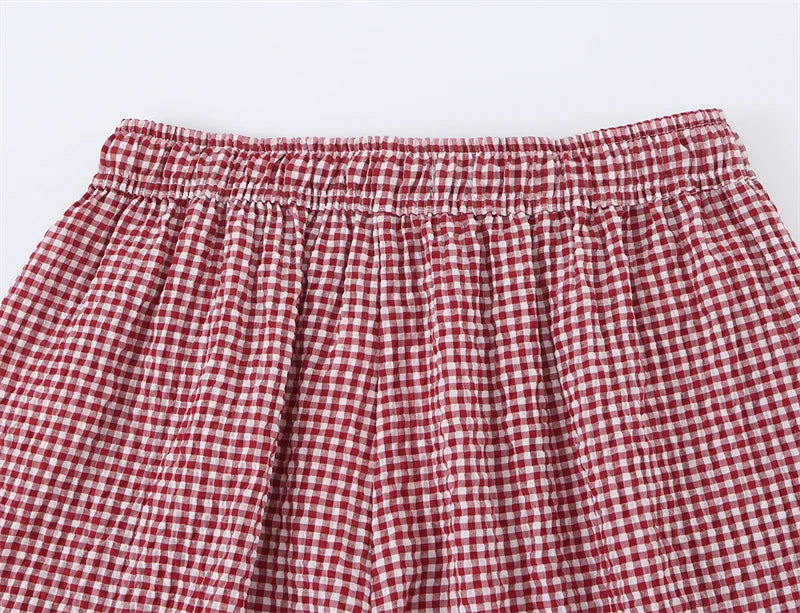 Women's Plaid Drawstring Lantern Pants