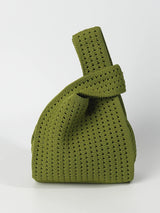 Handmade Knit Handbag Women Mini Shoulder Bag Female Casual Color Wide Stripe Plaid Tote Bag Student Cell Phone Package