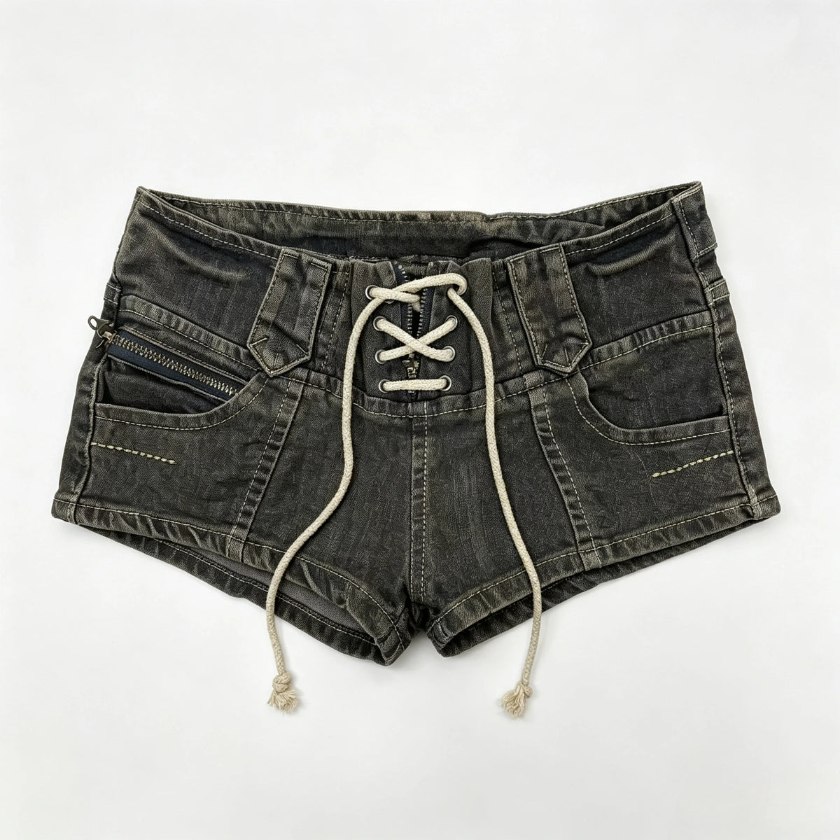 Women's Y2K Low-Rise Distressed Denim Shorts