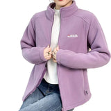 Women's Fleece Zip-Up Jacket with Embroidered Stand Collar