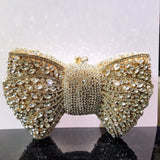 Elegant Rhinestone Bowtie Evening Bag Fashionable Luxurious Banquet Crystal Clutch Personalized Handbag Unique Diamond Party Bag