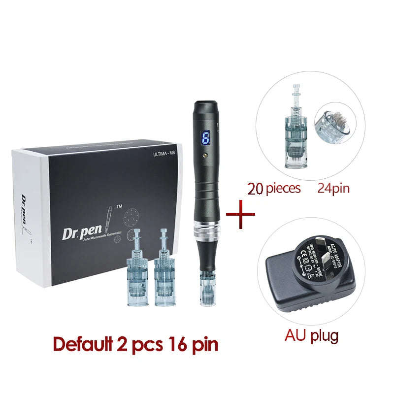 Dr pen Ultima M8 With 22 Cartridge Wireless MTS Derma Microneedle Pen Kit Professionals Use Beauty Machine Needle length 0.25 mm