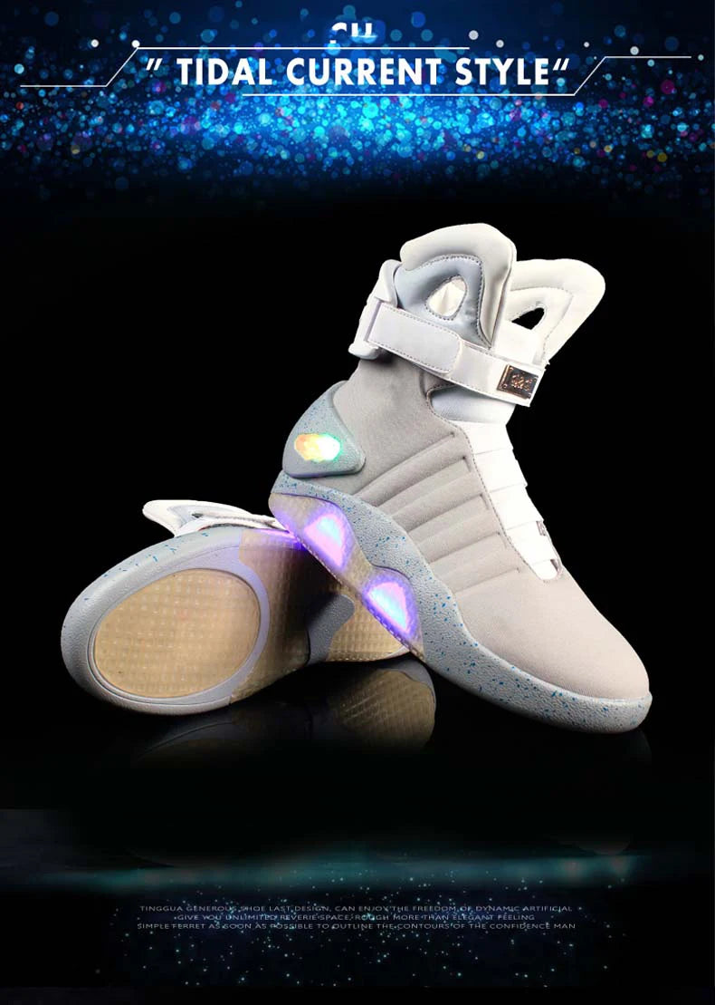 Remote Control LED Mag Shoes Fashion Light Up Sneakers  for Men Air Shoes USB Recharging Shoes Back To The Future Boots 1989