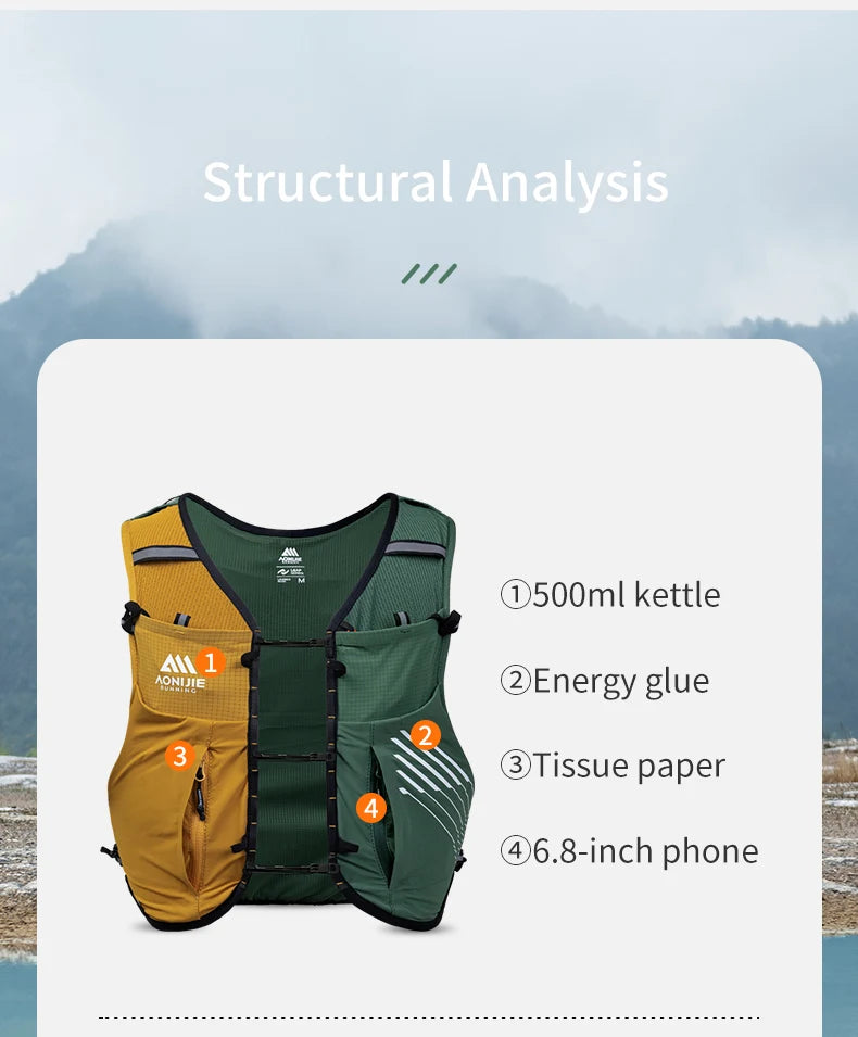 AONIJIE C9116-10L Hydration Pack Backpack High Capacity Marathoner Running Race Hydration Vest Lightweight for Men and Women