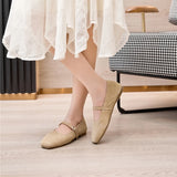 AIYUQI Women's Genuine Leather Square-Toe Ballet Flats