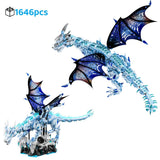 FUNXINEE 1676Pcs Premium Ice Dragon Bricks Advanced Building Challenge Light Glowing Eyes Moving Joints MOC Collectible Gift