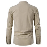 King Billion Men's Shirts Casual Men Cotton Linen Long Sleeve T-shirt Spring Autumn Vintage Shirt US Size Drawstring Neck