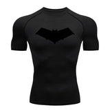 Summer Casual Run Compression T-Shirt Men Tops Bat Print Quick-Dry Fitness Gym Sportswear MMA Rashguard Jersey Workout Tee Male