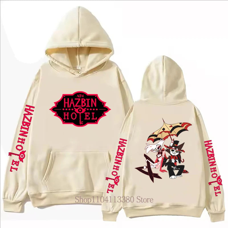 Hazbin Graphic Print Fleece Pullover Hoodie