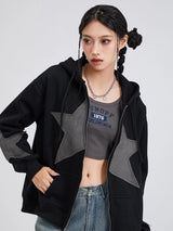 Women's Y2K Star Print Zip-Up Hoodie