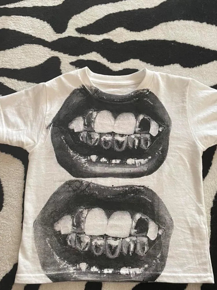 Y2K Punk Gothic Short Sleeve Tee for Women