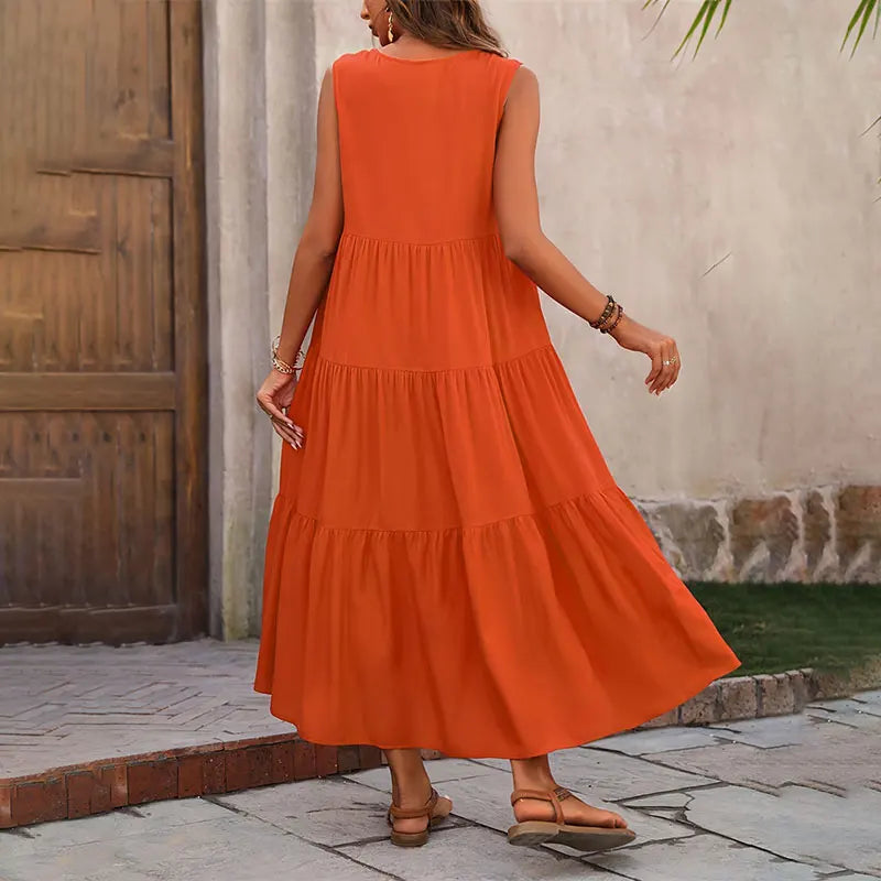 Elegant V-Neck Ruffle Summer Maxi