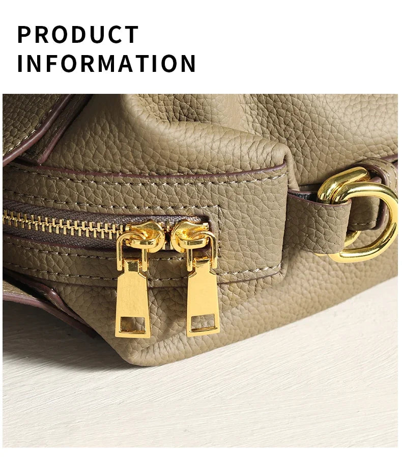 Women's Natural Cow Leather Bag Female Retro Cowhide Crossbody Bags Ladies Large Capacity Shoulder Bag for Middle aged Women