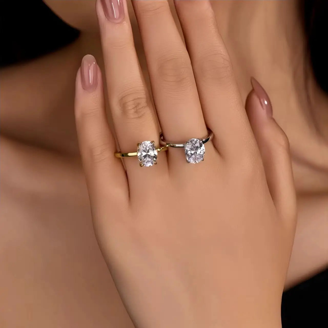 925 Sterling Silver Oval Cut Zircon Ring – Luxury Engagement & Wedding Jewelry