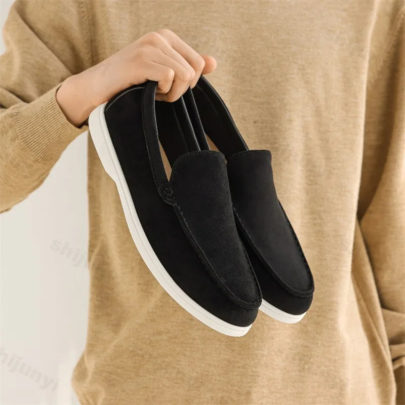 Men Flat Loafers 2025 Frosted Suede Flat Shoes Comfortable Non Slip Fashion Loafers Lightweight Trendy Outdoor Casual Shoes