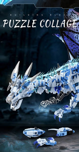 FUNXINEE 1676Pcs Premium Ice Dragon Bricks Advanced Building Challenge Light Glowing Eyes Moving Joints MOC Collectible Gift