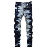 KAKAN Slim Straight Jeans for Men | Dark Blue Stretch Denim