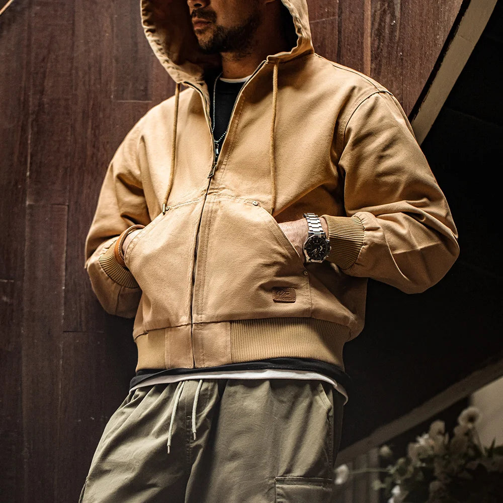 Maden J130 Heavyweight Canvas Hooded Jacket for Men