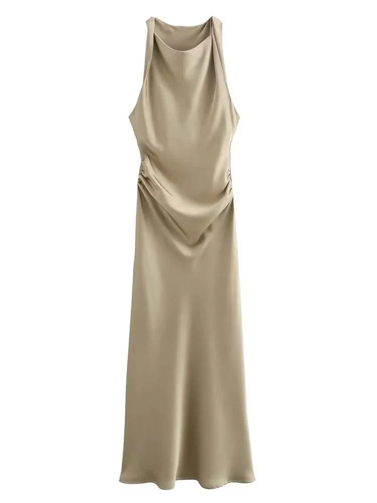 Elegant Satin Summer Slip Dress | Chic Evening Midi for Women