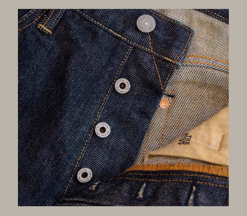 Red Tornado NOIR 21oz Selvedge Denim Straight Cut Jeans Indigo Rugged Style Men Pants