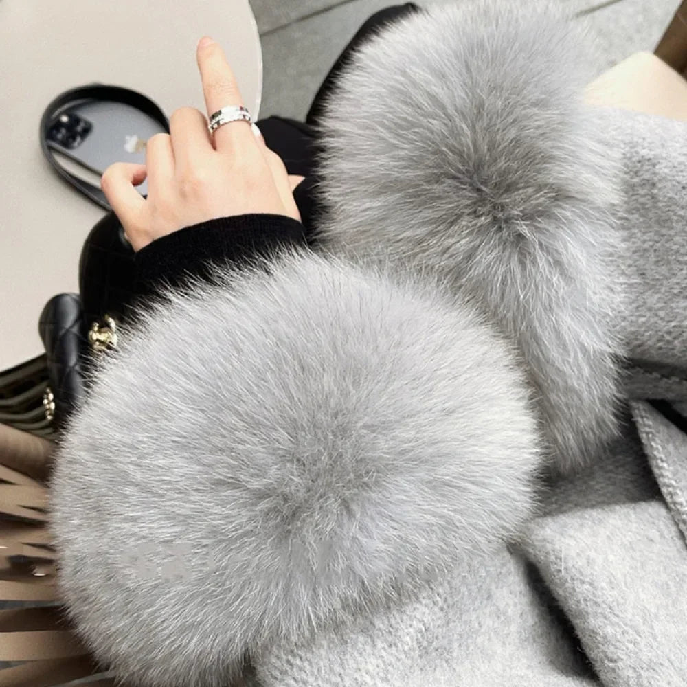 Double-Sided Wool & Fox Fur Jacket